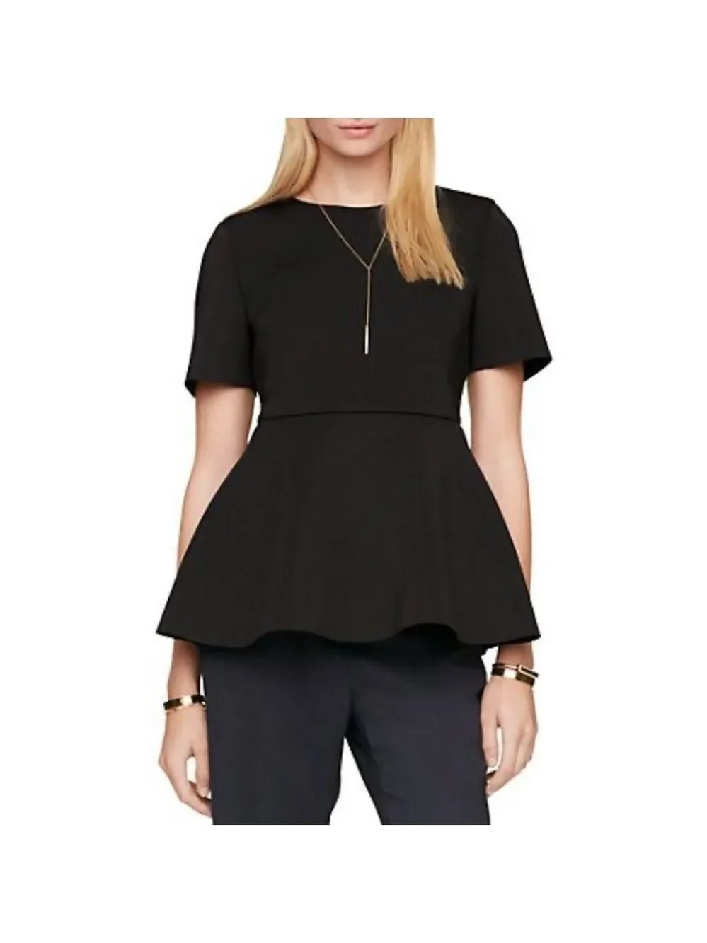Kate spade black scuba peplum style back zip top size extra Small